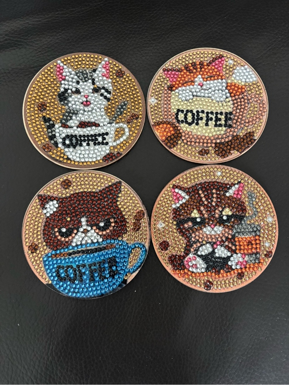 Hand Crafted Wooden Cat Coaster Set (buy now price)
